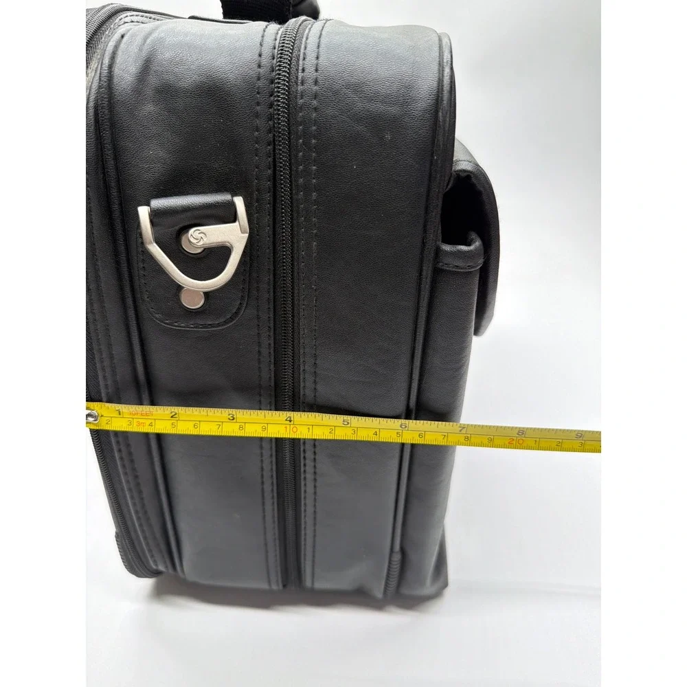 Samsonite Black Faux Leather Laptop Briefcase Business Travel Bag Organizer